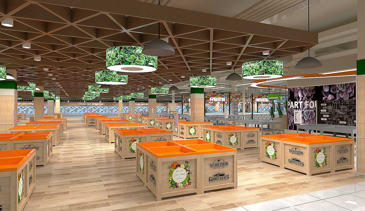 鄭州生鮮大賣場裝修設(shè)計效果圖