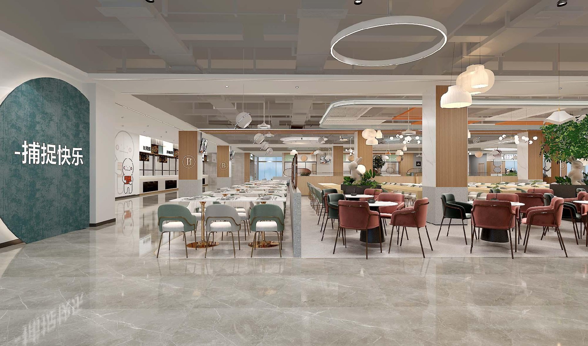 2000平米學校食堂裝修設計效果圖