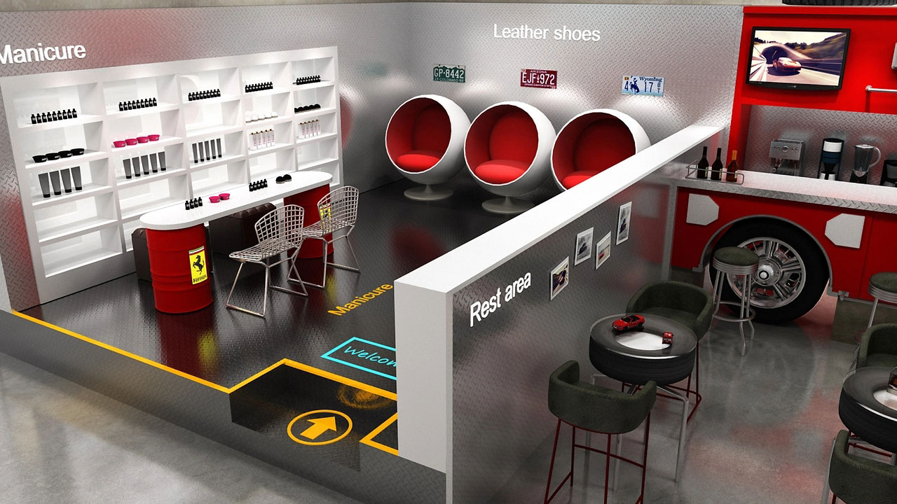 252平米汽車清潔店面裝修設(shè)計(jì)效果圖