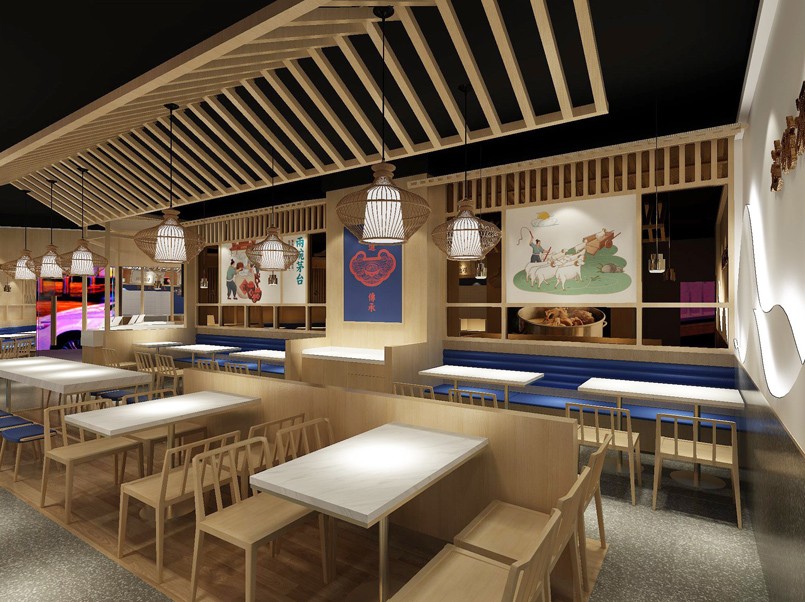 140平米鄭州米粉小吃店裝修設(shè)計效果圖