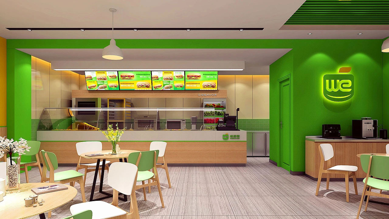 115平米鄭州漢堡店裝修設(shè)計效果圖