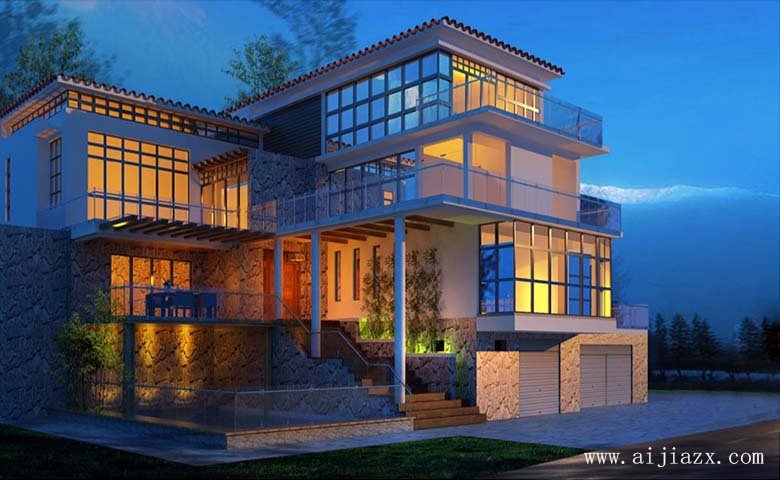 大方質樸的現(xiàn)代風格別墅外觀裝修效果圖